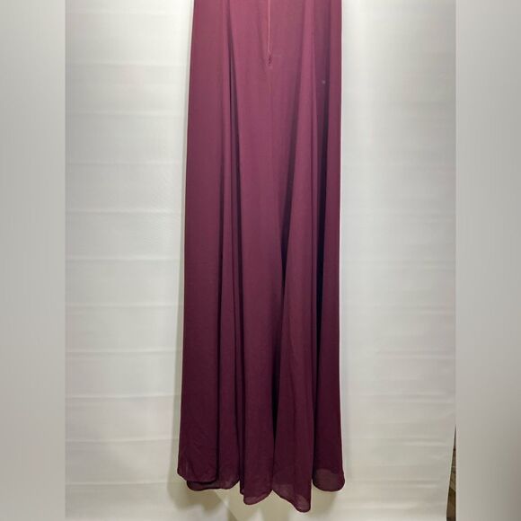 Show Me Your MuMu Jenn Maxi Sleeveless Bridesmaid Gown Dress in Merlot Chiffon M - Picture 9 of 14